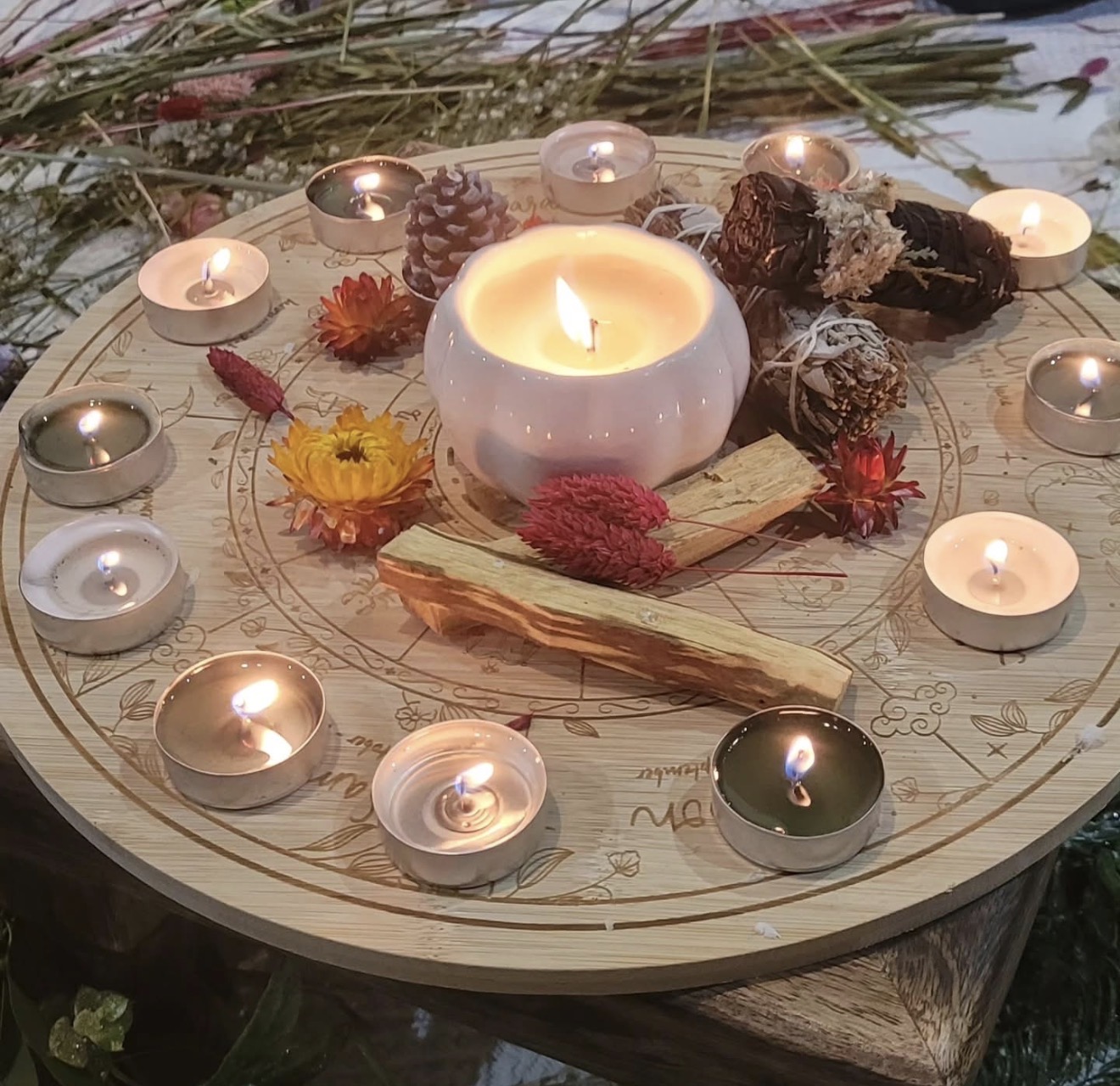 Candlelit ritual circle